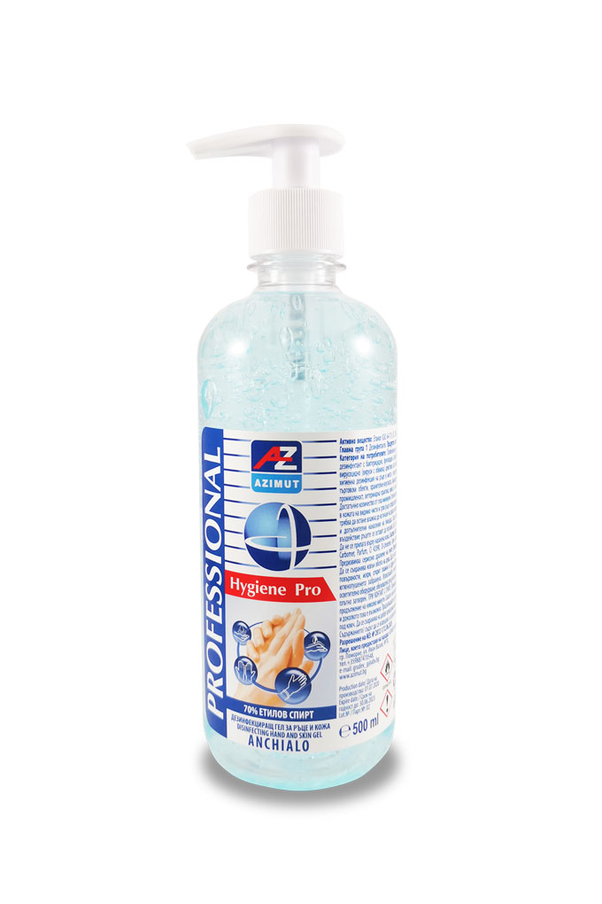 ДЕЗИНФЕКТАНТ - ДЕЗИНФЕКЦИРАЩ ГЕЛ ЗА РЪЦЕ И КОЖА ANCHIALO / DISINFECTING HAND AND SKIN GEL ANCHIALO / ГЕЛ ЗА ДЪЛБОKО ПОЧИСТВАНЕ НА РЪЦЕ ANCHIALO / HAND GEL FOR DEEP CLEANING ANCHIALO, 500 МЛ, 70% ЕТИЛОВ СПИРТ, БИОЦИД, ЕФЕКТИВЕН СРЕЩУ COVID-19